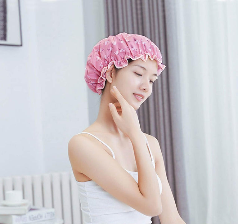 Waterproof Double Layer Flamingo Bath Caps Set