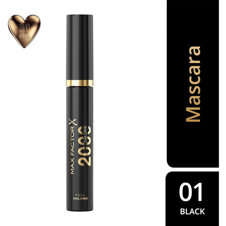 Max Factor Dramatic Volume 2000 Calorie Mascara in Black, 9 ml Single Pack - Suitable for Sensitive Eyes