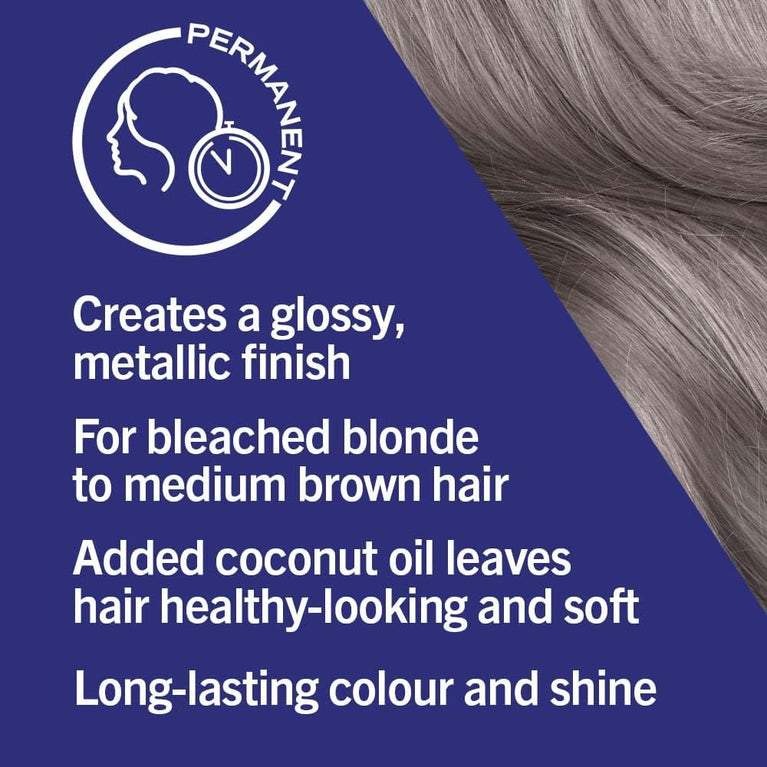 Schwarzkopf LIVE Urban Metallics Dusty Silver Hair Dye - Long Lasting Permanent Color with Metallic Shine Booster