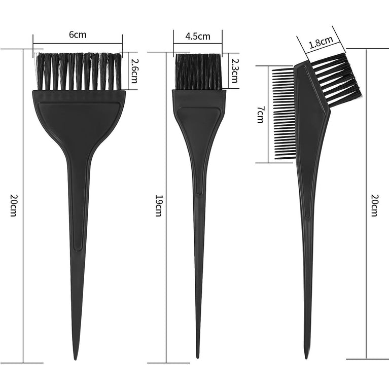 3 Piece Hair Dye Brush Set with Long Handle - Ideal for DIY Hair Coloring and Dyeing