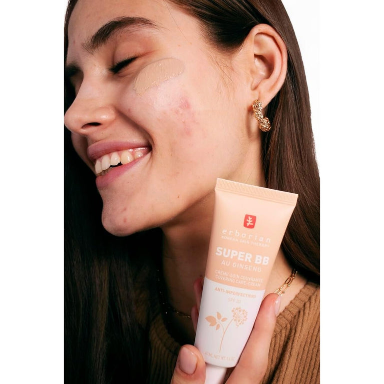 Erborian Ginseng Infused Ultimate High-Coverage Tinted BB Cream - SPF 20 Sun Protection, Imperfection Corrector, and Complexion Perfector - Korean Skincare Solution