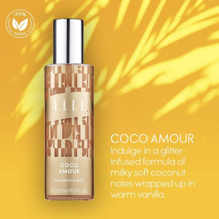 ELLE Coco Amour Body Mist - Luxurious Gold Bottle, 250 ml