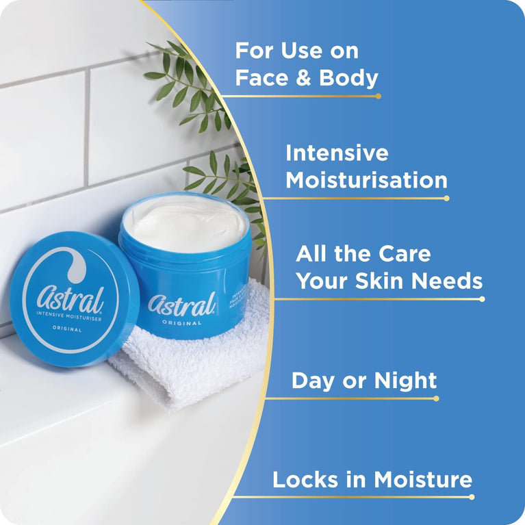 ASTRAl Face & Body Intensive Moisturiser Cream with Glycerin and Petrolatum, 500ml