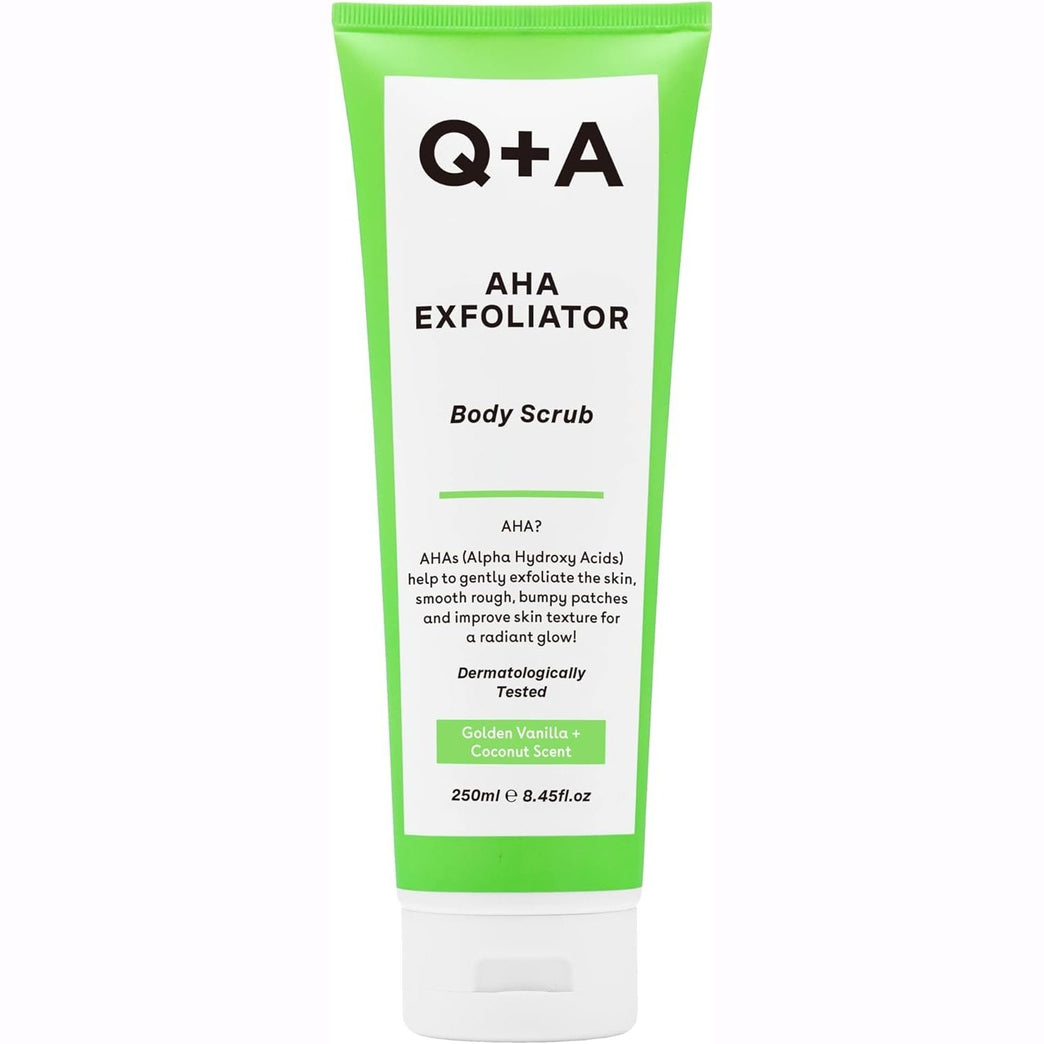 AHA Exfoliator Body Scrub with Lactic Acid and Glycolic Acid, Golden Vanilla + Coconut Scent, 250ml