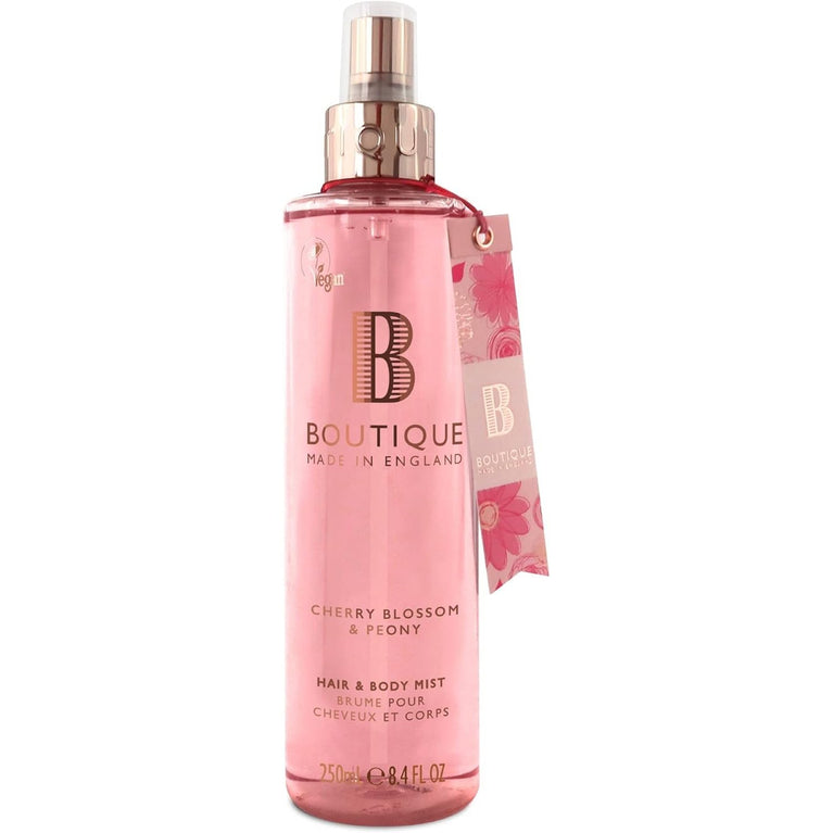 Cherry Blossom & Peony Hair & Body Mist with Essential Oils 250ml - Vegan - Made in England