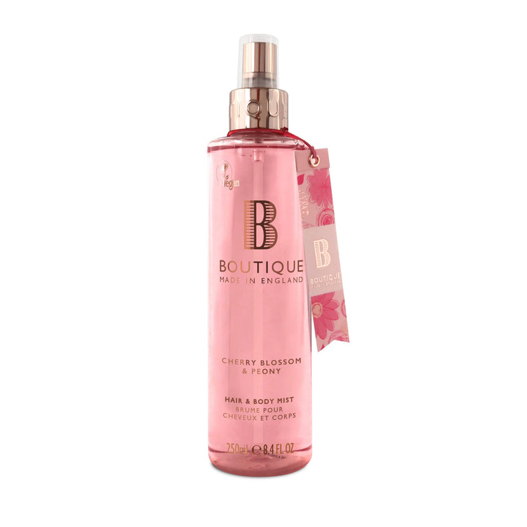 Cherry Blossom & Peony Hair & Body Mist with Essential Oils 250ml - Vegan - Made in England