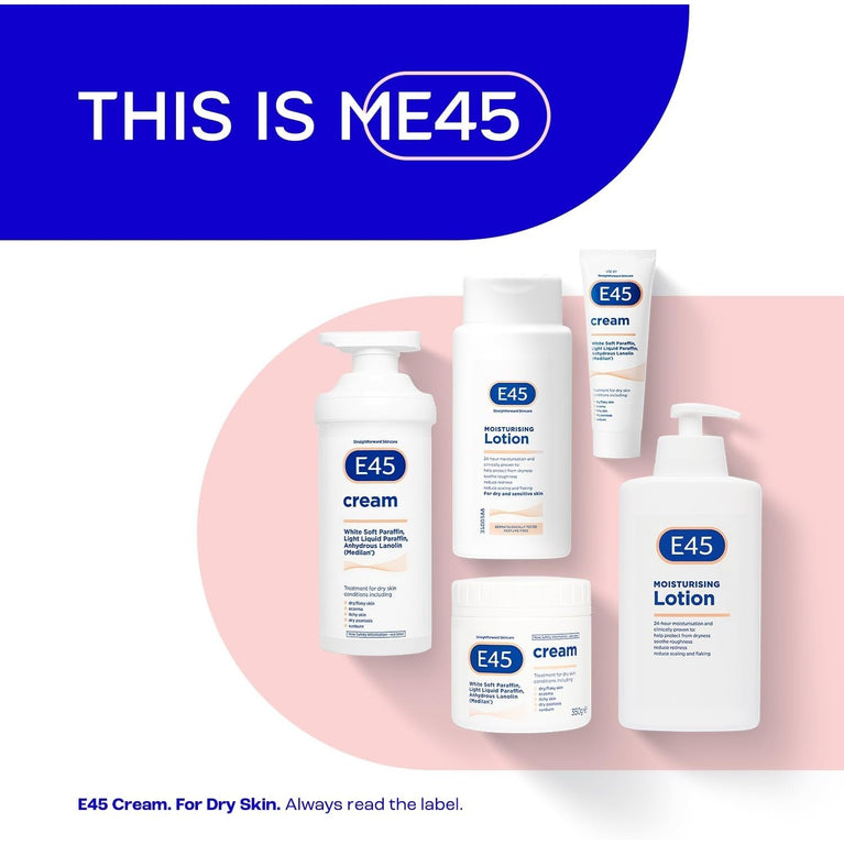 E45 Dermatological Moisturising Lotion - Soothing and Hydrating Daily Moisturiser for Dry and Sensitive Skin