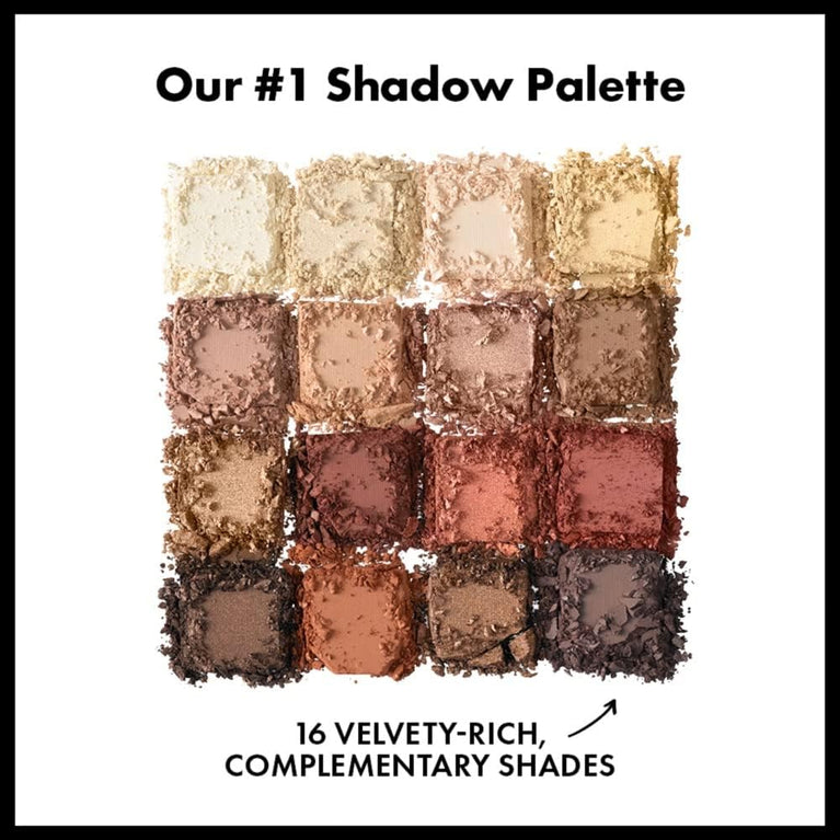 NYX Professional Makeup Warm Neutrals Collection, Vegan Ultimate Shadow Palette with 16 Pressed Pigments, Versatile Metallics, Shimmers and Nudes, Compact, 0.8g