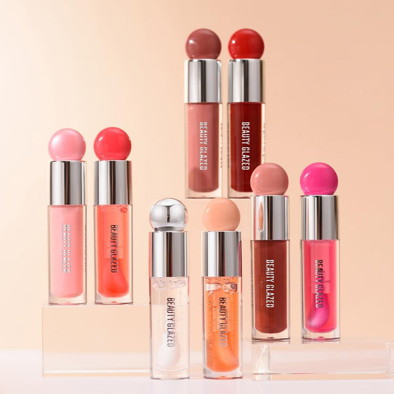Lustrous Lip Glaze Lip Tint Set - Hydrating & Nourishing, Non-Sticky Long Wear Lipstick, Assorted Color Lip Gloss with Voluminous Brush Head - Perfect Makeup Gift for Women (# 105)