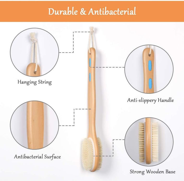 URAQT Long Handled Body Brush for Shower and Bath