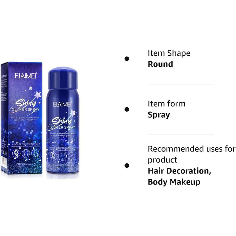 Instant Glitter Highlighter Spray for Body, Face, Hair and Clothes - Waterproof, Long-Lasting, Quick-Dry Shimmer for Parties, Nightclubs, and Stage Makeup (60ml)