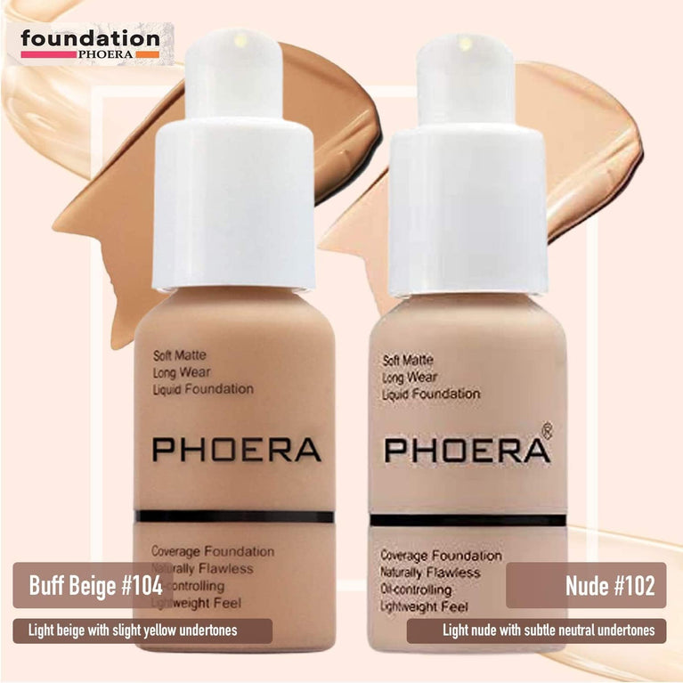 Phoera Shine-Free Matte Makeup Kit with Full Coverage Foundation & Long-Lasting Setting Spray
