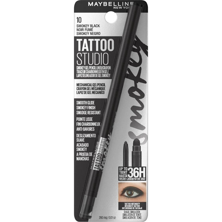 Maybelline Smokey Eye Blend-able Gel Tattoo Liner Pencil in Smokey Black, Waterproof and Long Lasting