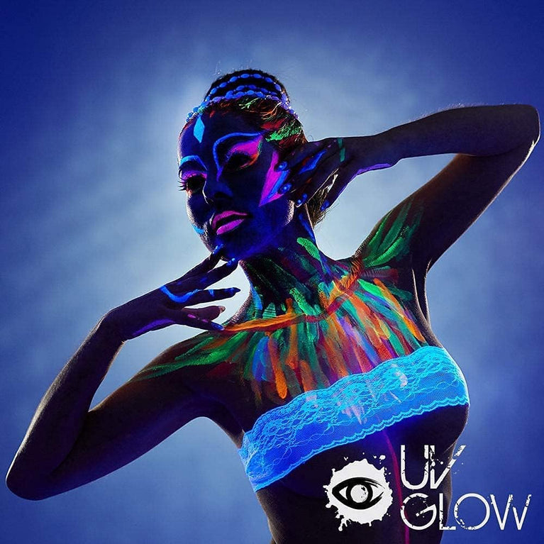 6-Pack Ultra-Bright UV Reactive Neon Face and Body Paint Set - Perfect for Parties, Festivals, and Glow Runs!