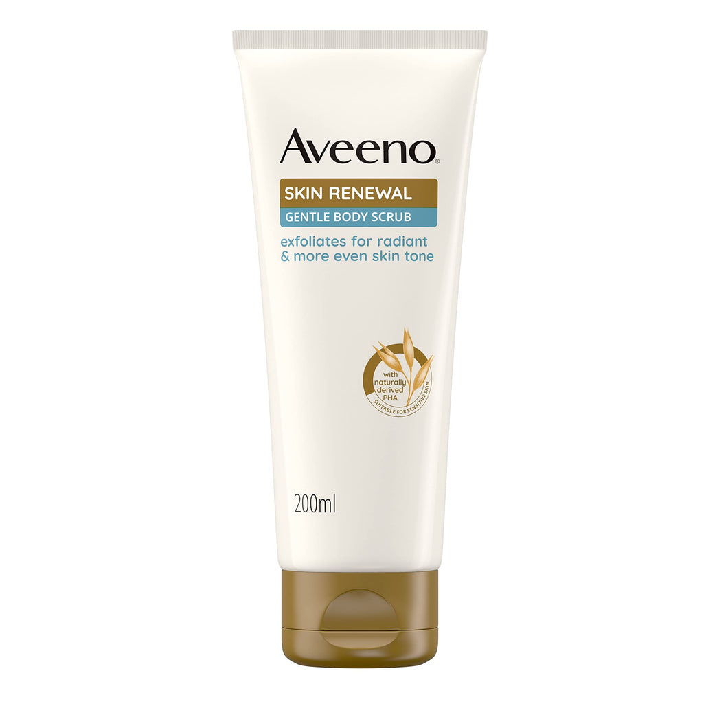 Aveeno Skin Renewal Gentle Body Scrub, Exfoliates & Renews Dry, Bumpy Skin, with Prebiotic Oat, Naturally Derived PHA & Niacinamide, 200ml