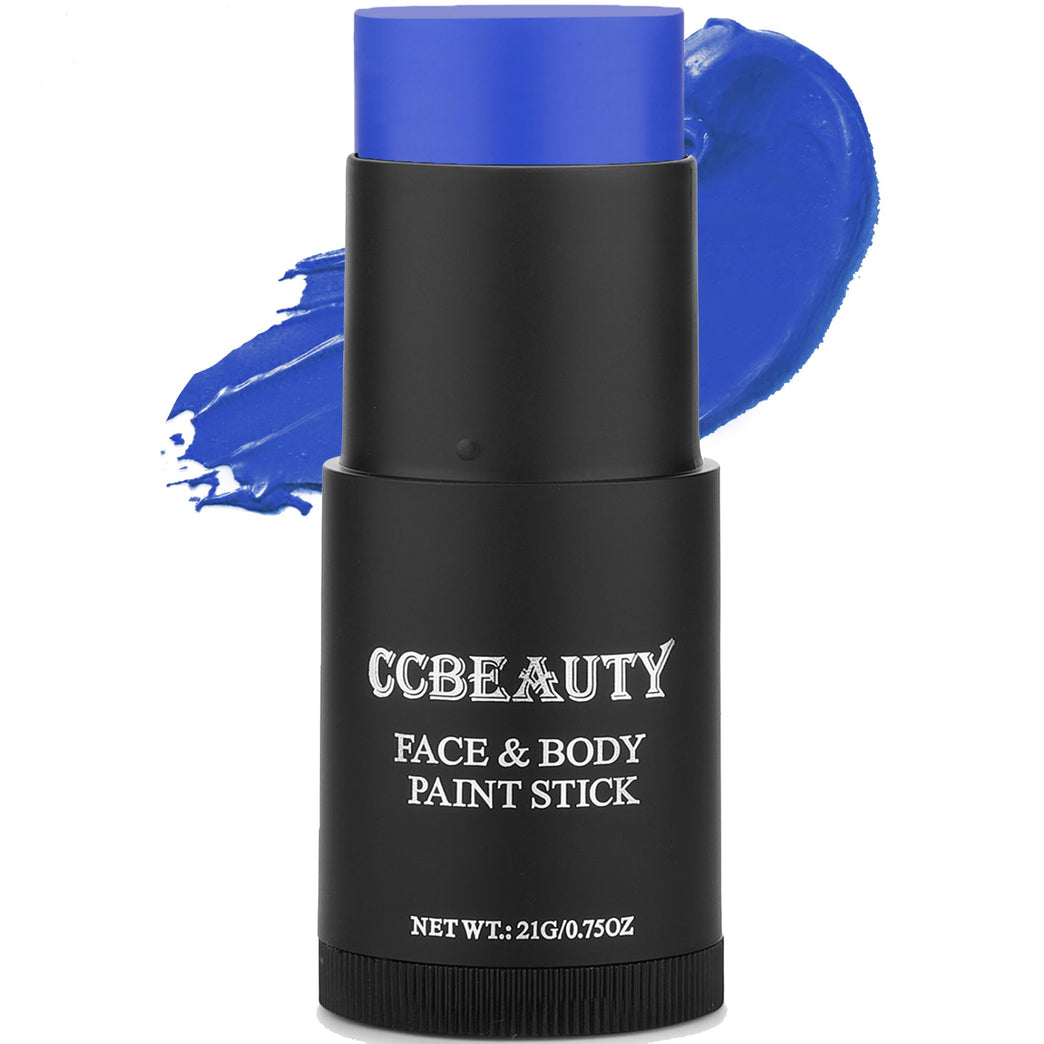 CCbeauty Intense Blue Face Paint Stick for Avtar Mystique Halloween Cosplay, Non-Toxic SFX Makeup Kit, Waterproof Oil-Based Body Paint for Professional Full Coverage FX Effects