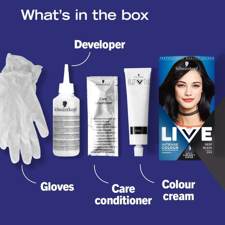 Deep Black Hair Dye with Vibrant Colour Serum and Long-Lasting Shine