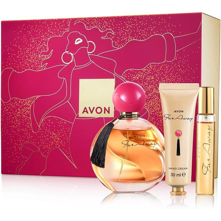 Luxurious Avon Far Away Three-Piece Gift Set with EDP and Hand Cream