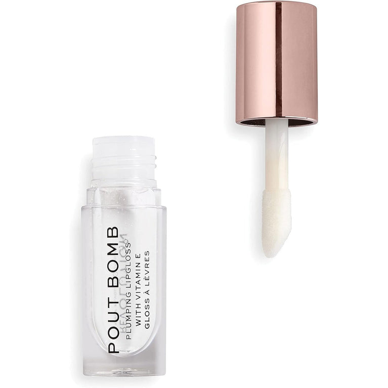 Revolution Beauty London Kissable Pout Bomb Lip Gloss, Vitamin E Infused, High Pigment, Tingle Sensation, Glaze Clear
