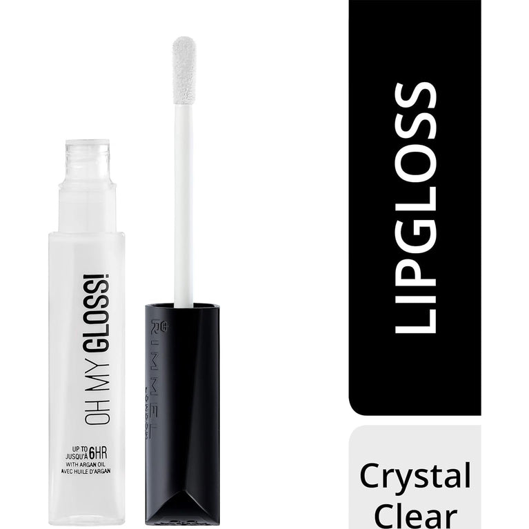 Rimmel London Argan Oil Enriched Lip Gloss, Long-Lasting Crystal Clear, 6.5 ml
