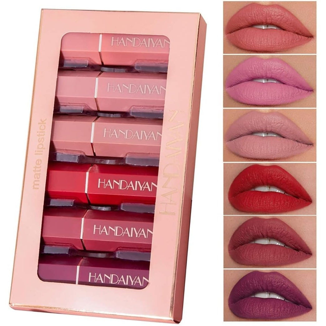 Vibrant Matte Lipstick Kit: Waterproof, Long-Lasting Velvet Finish in 6 Stunning Shades with Bonus Gift Box