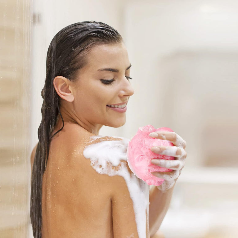 Pack of 6 Multicolor Shower Puff Bath Sponge Set - Soft Exfoliating Shower Sponge for Body Cleaning