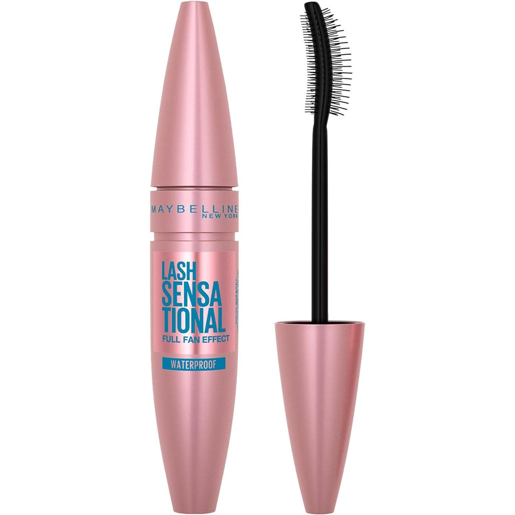 Maybelline New York Lash Sensational, Waterproof Volumizing Mascara in Black with Curved Silicone Brush, 9.5 ml