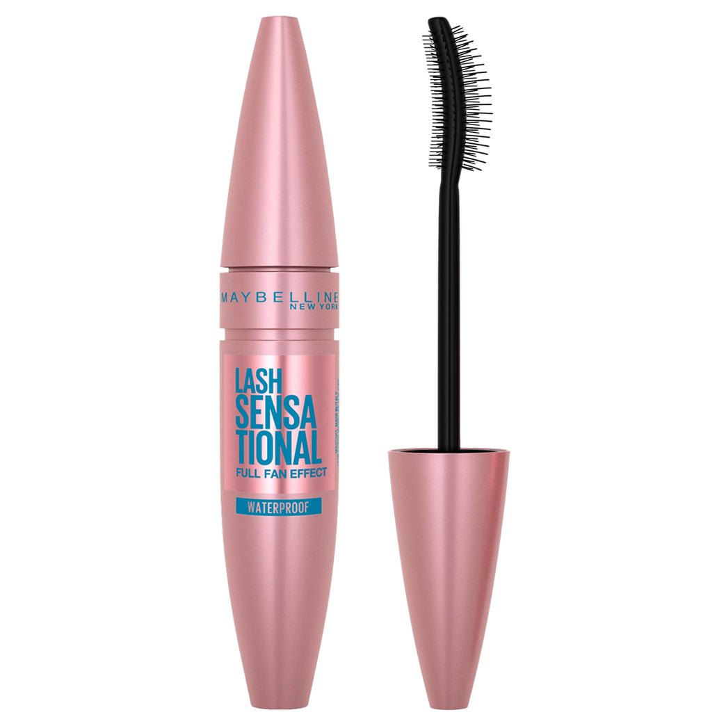 Maybelline New York Lash Sensational, Waterproof Volumizing Mascara in Black with Curved Silicone Brush, 9.5 ml