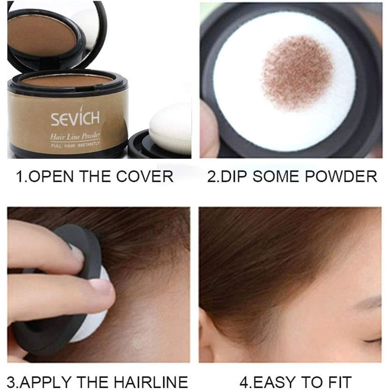 Instantly Hairline Shadow - SEVICH Hairline Powder, Quick Cover Grey Hair Root Concealer, Eyebrows & Beard Line, Hair Root Touch Up for Thinning Grey Hairline, Windproof&Sweatproof, Dark Brown