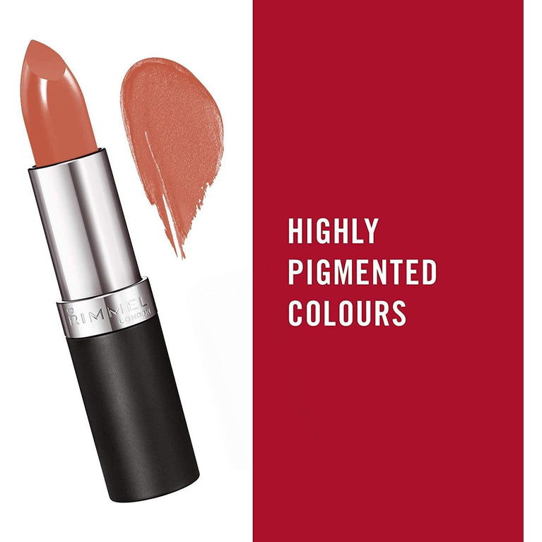 Rimmel London Coral in Gold Long-Lasting Lipstick, 210, with Colour Protect Technology, 4g