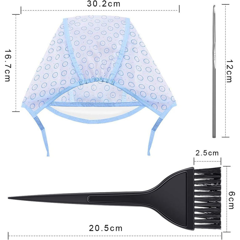 Hair Dyeing and Highlighting Kit with Cap, Hooks, and Brush for Home and Salon Use