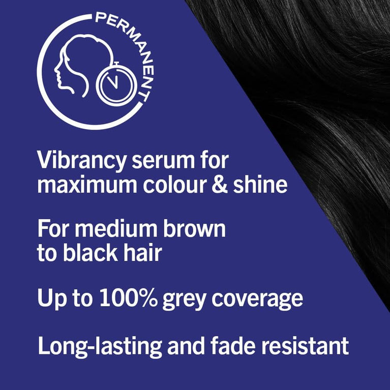 Deep Black Hair Dye with Vibrant Colour Serum and Long-Lasting Shine