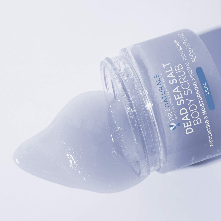 PraNaturals Dead Sea Salt & Lilac Body Scrub 500G – Hydrating & Moisturising, For soft & nourished skin, Delicate floral fragrance, Rich in natural oils & minerals, No Parabens, Vegan & Cruelty Free