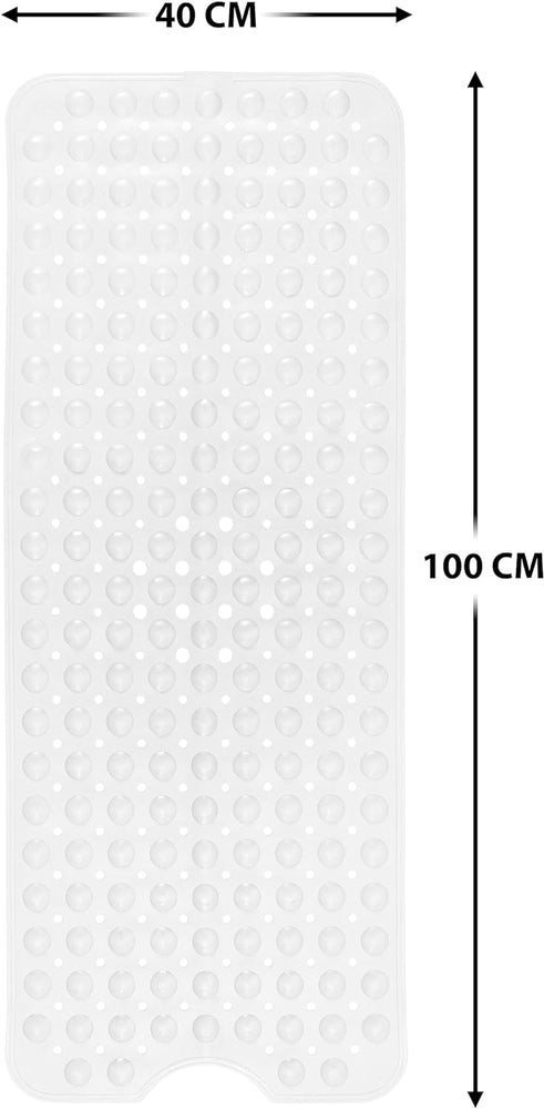 Non-Slip Bathtub Mat with Suction Cups and Draining Holes - White