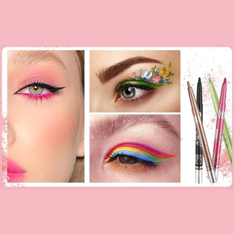 Chargenyang Vibrant 12-Piece Eyeliner, Eyebrow, and Lip Liner Makeup Set - Waterproof Cosmetic Kit