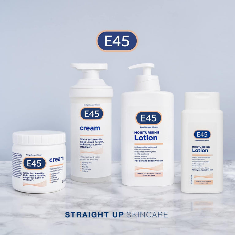 E45 Dermatological Moisturising Lotion - Soothing and Hydrating Daily Moisturiser for Dry and Sensitive Skin