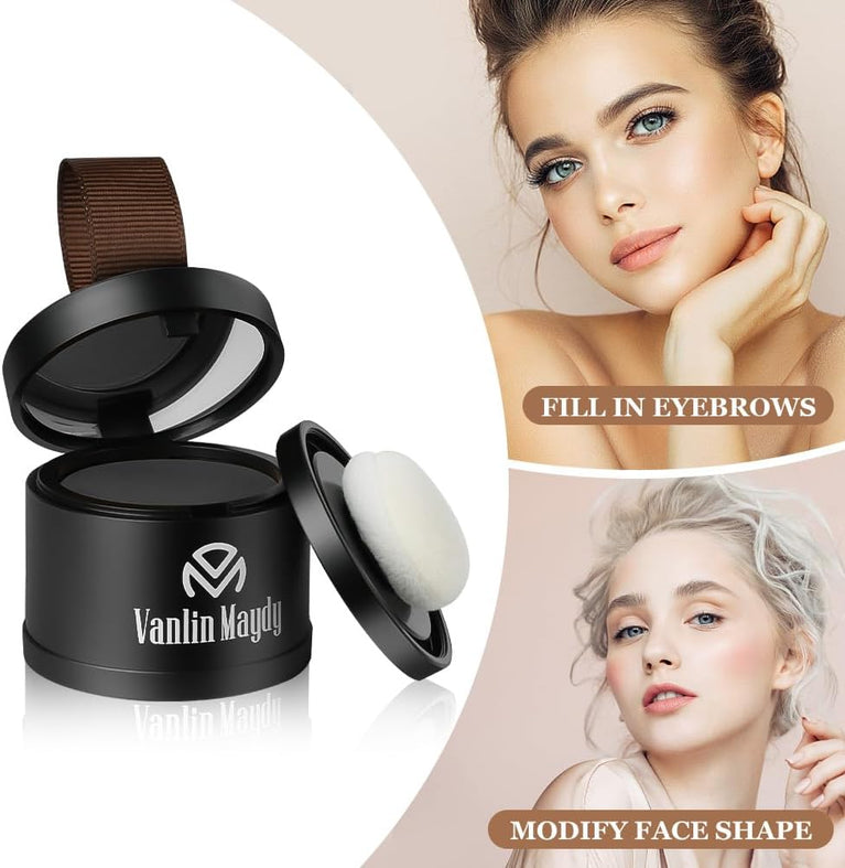 Instantly Hairline Powder, Hair Root Touch Up Powder Conceal Receding Hairline, Windproof&Sweatproof Hair Root Concealer, Professional Hairline Shadow Powder with Mirror and Puff(Natural Black)