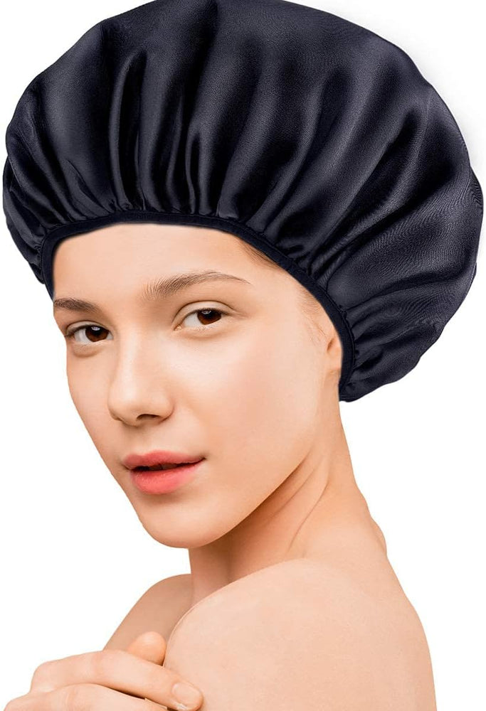 Extra Large Triple Layer Waterproof Shower Cap for Long Hair with Microfiber Terry Cloth