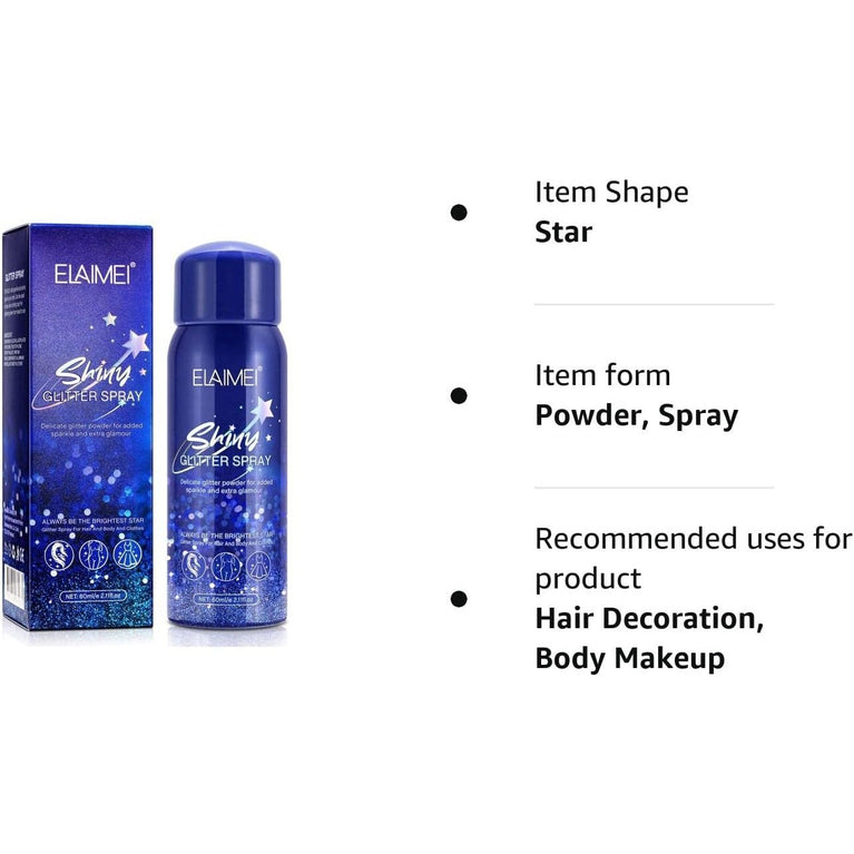 Pegciz Quick-Dry, Waterproof Body and Hair Shimmer Spray, Fragrant Glitter Hairspray for Festivals, Parties, and Gymnastic Competitions, Suitable for Body, Hair, and Clothing