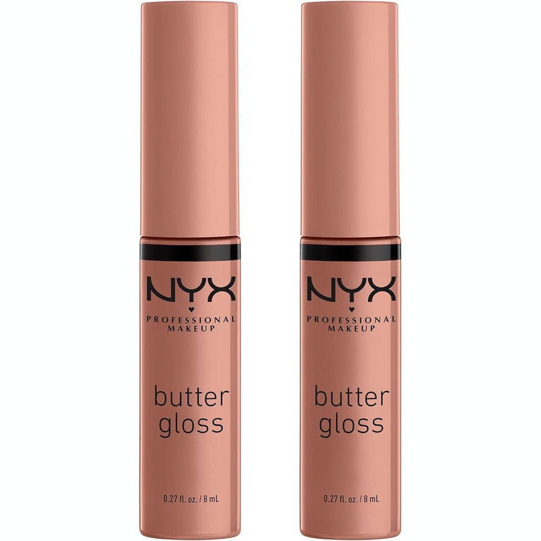 NYX Professional Makeup Butter Gloss Duo Pack, Non-Sticky Lip Gloss in Madeleine Shade