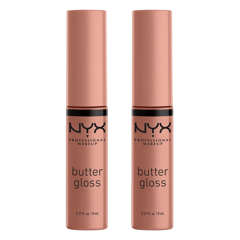 NYX Professional Makeup Butter Gloss Duo Pack, Non-Sticky Lip Gloss in Madeleine Shade