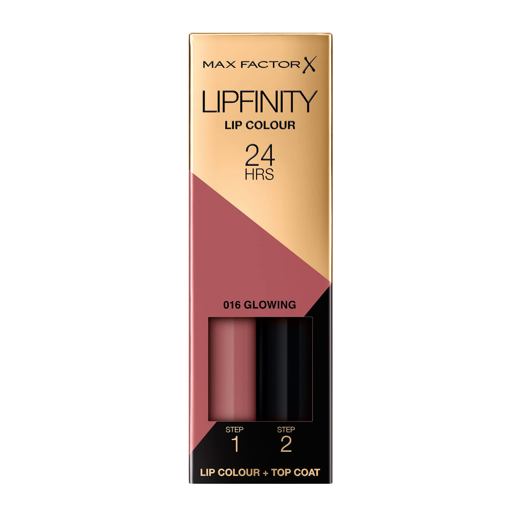 Max Factor Lipfinity Two-Step Lipstick - 4.2g, 016 Glowing Pink for Glamorous Long-Lasting Finish