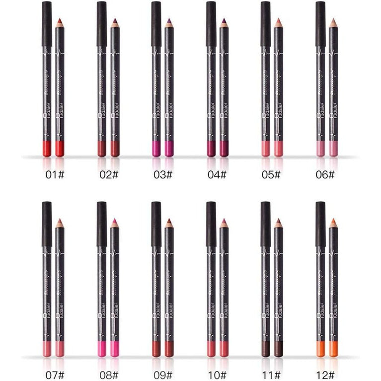 TEEROVA Waterproof Matte Lip Liner Set - 12 Versatile Colors for Long-Lasting, Exquisite Lip Contour