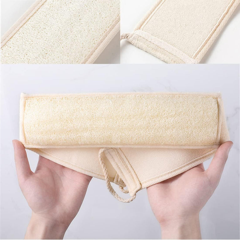 Exfoliating Loofah Back Scrubber for Shower, Long Handled Bath Brush with Dual Scrubbing Straps