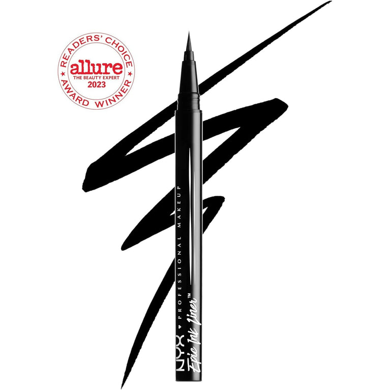 NYX Pro Makeup Intense Black Epic Ink Eyeliner, Vegan, Waterproof & Smudge-proof with Precision Felt Tip Applicator