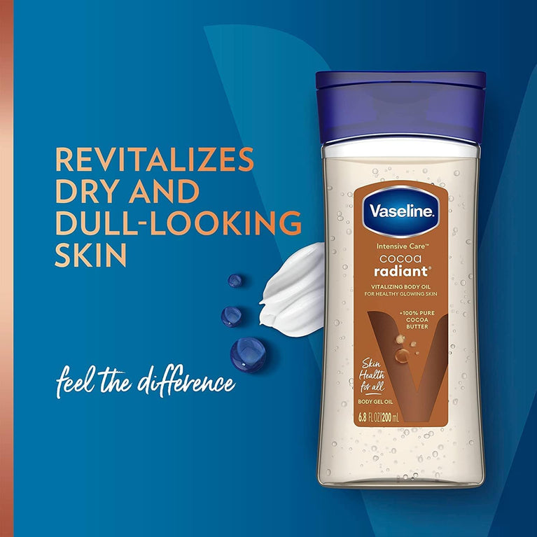 Vaseline Cocoa Radiant Body Gel Oil for Intensive Moisture, 6.8 Ounce