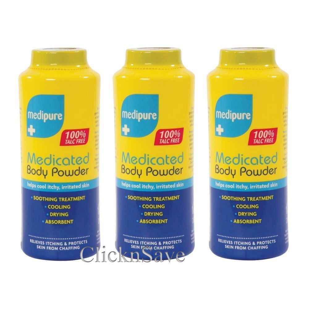 DPNY Pack Of 3 Medipure Medicated Body Powder - Talc-Free Soothing Treatment Triple Pack