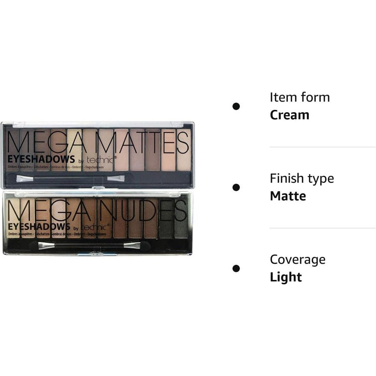 Technic Ultimate Nudes Dual Eyeshadow Palette Set - Mega & Matte Editions