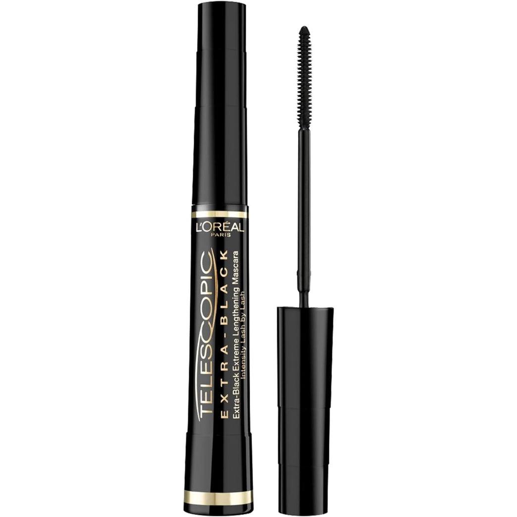 L'Oreal Paris Carbon Black Telescopic Mascara, Elastomer Bristle for Up to 60% Extended Lash Length