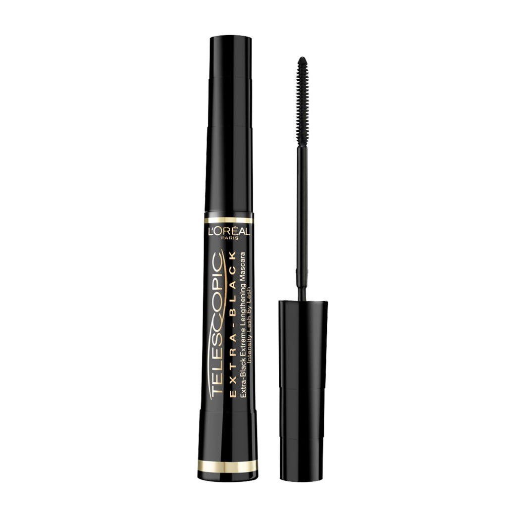 L'Oreal Paris Carbon Black Telescopic Mascara, Elastomer Bristle for Up to 60% Extended Lash Length